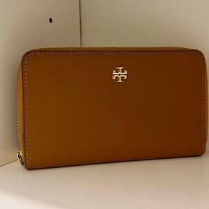 Tory Burch Brown Wallet with Gold Logo